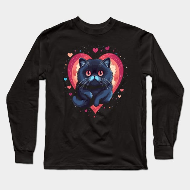 Exotic Shorthair Valentine Day Long Sleeve T-Shirt by JH Mart